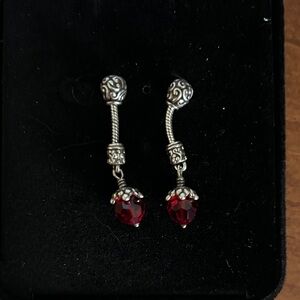 Brighton Silver and Red Dangle Earrings